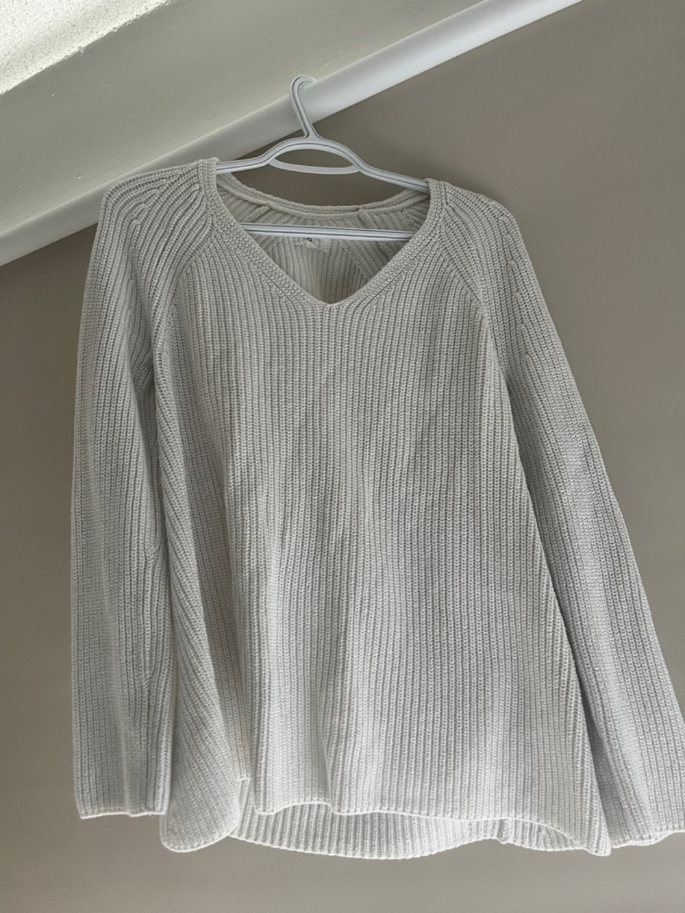 Lou & Grey Cream Ribbed Crewneck Sweater